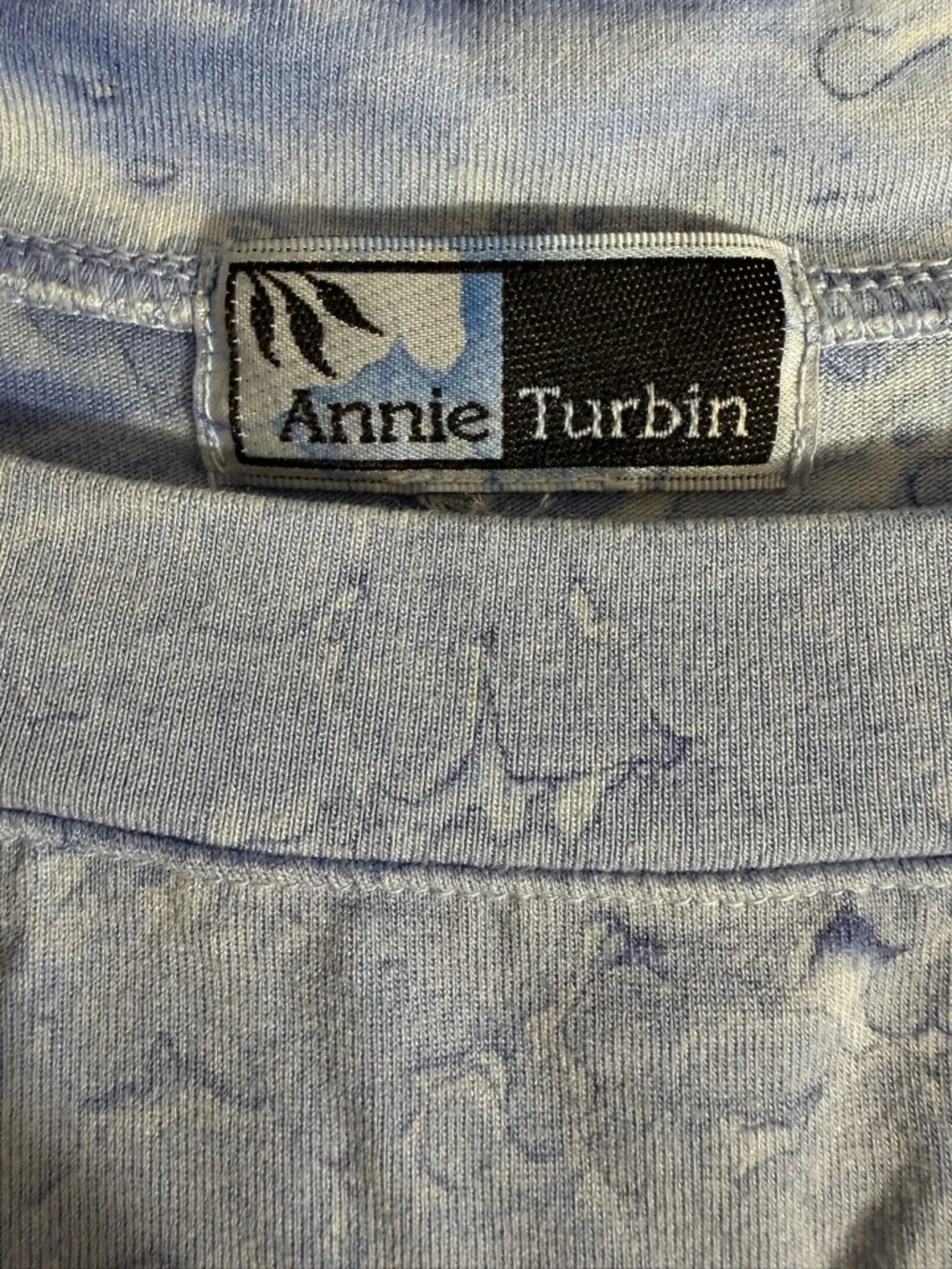 Annie Turbin Boat Neck Blue and Green Ombre Long Sleeve Top - Picture 3 of 3